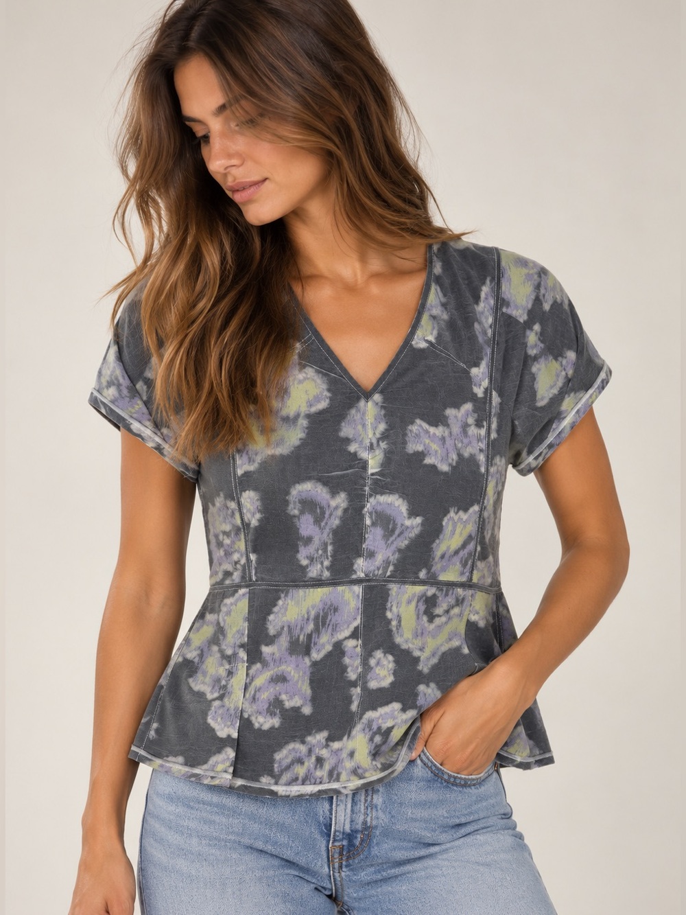 3.1 Phillip Lim Floral Silk Peplum Top Size 8 NWT